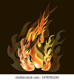 Fire flames vector illustration isolated.