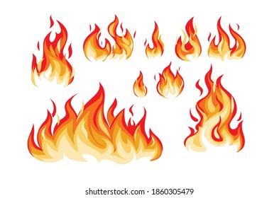 Fire flames vector illustration isolated on white background