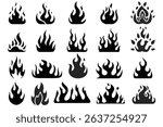 Fire Flames Vector Illustration Set. Fire Flames symbol 
