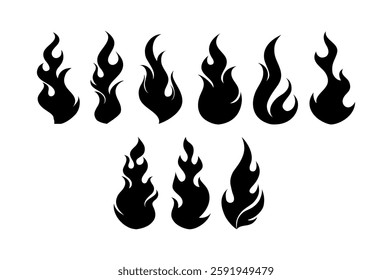 Fire flames vector on black colour
