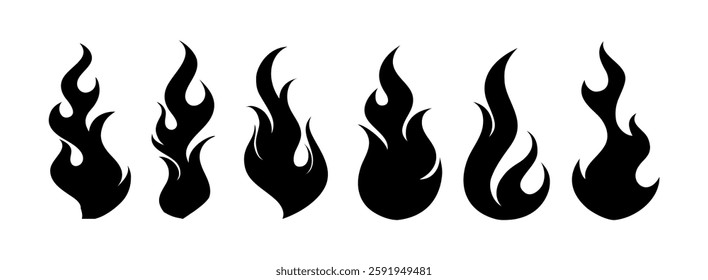 Fire flames vector on black colour