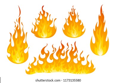 Fire flames vector set