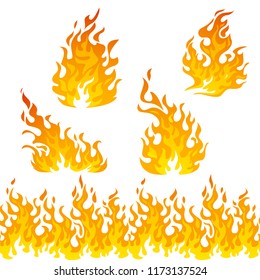 Fire flames vector set