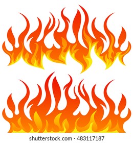 Fire flames vector set