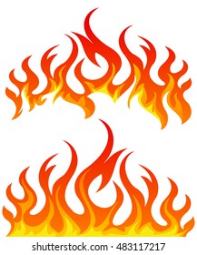 Fire flames vector set