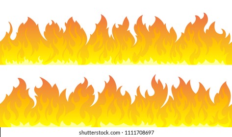 Fire flames vector set. Fire lines