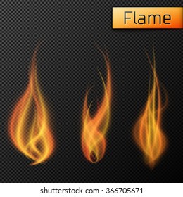 Fire flames vectors on transparent background