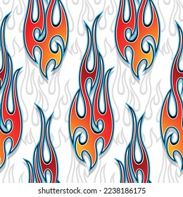 Fire flames wallpaper seamless pattern background vector image. Wrapper, wallpaper, packaging, textile design.