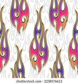 Fire flames wallpaper seamless pattern background vector image. Wrapper, wallpaper, packaging, textile design.