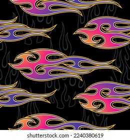 Fire flames wallpaper seamless pattern background vector image. Wrapper, wallpaper, packaging, textile design.