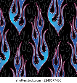 Fire flames wallpaper seamless pattern background vector image. Wrapper, wallpaper, packaging, textile design.
