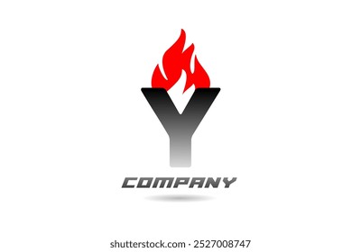 fire flames Y red letter alphabet logo icon design with black gradient color for business and company