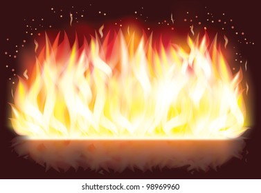 Fire flaming banner, vector illustration