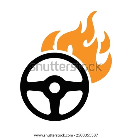 fire flaming steering wheel icon