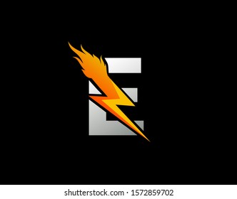 Fire Flash E Letter Logo Icon, Electrical Bolt With Initial E Logo Design.