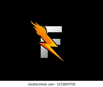 Fire Flash F Letter Logo Icon, Electrical Bolt With Initial F Logo Design.
