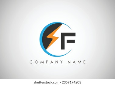 Fire Flash F Letter Logo Icon  and bold logo design of lighting  