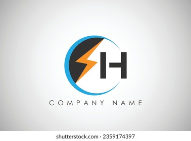 Fire Flash H Letter Logo Icon  and bold logo design of lighting  