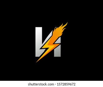 Fire Flash N Letter Logo Icon, Electrical Bolt With Initial N Logo Design.
