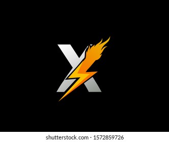 Fire Flash X Letter Logo Icon, Electrical Bolt With Initial X Logo Design.