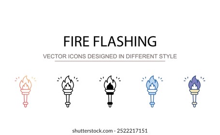 Diseño de icono de fuego intermitente con fondo blanco Ilustración de stock