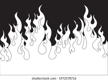 Fire flat design vector illustration. Two layers of flames. 2D cartoon japanese anime style hand drawn  drawing. Aesthetic style background. Perfect for texturing 3D models or to use as an art texture