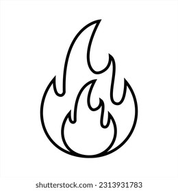 Fire flat line icon, flames, flame of various shapes, bonfire. Fire icon sign and symbol. Vector illustration.