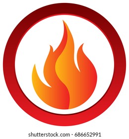 Fire. Flat symbol in the circle. Vector illustration icon