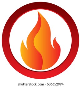 Fire. Flat symbol in the circle. Vector illustration icon