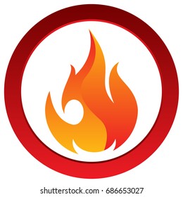 Fire. Flat symbol in the circle. Vector illustration icon