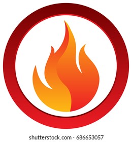 Fire. Flat symbol in the circle. Vector illustration icon