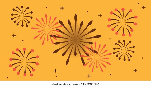 Fire flower Combination Simple Design, Creative design with Brown color, Orange Background Vector Art Illustration.