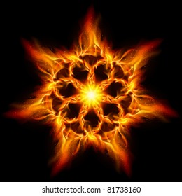 Fire flower. Illustration on black background for design