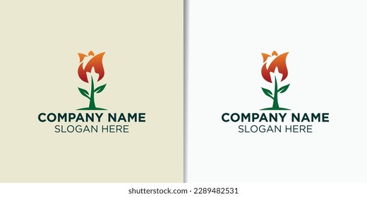fire and flower logo design vector, nature logo design concept