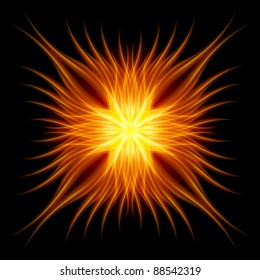 Fire flower number two. Illustration on black background for design