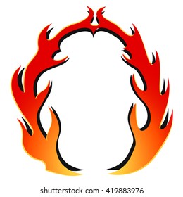 Fire flower round frame in tribal style