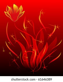 Fire flower vector illustration.