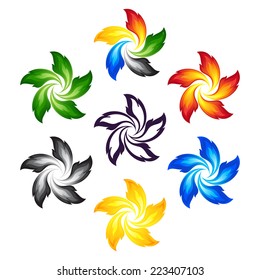 Fire flowers with the colors of the five continents