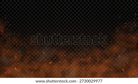 fire flying particles with orange and white smokes in transparent background template