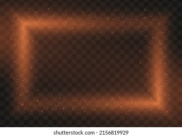 Feuerfliegende Funken auf dem Hintergrund. Realistisches Feuer, Rauch und Funken. Vektorgrafik.