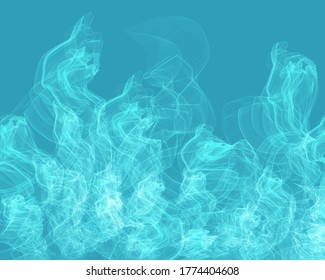 Fire, Fog with blue background