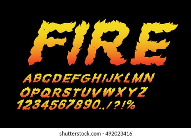 Fire Font. Flame ABC. Fiery Letters. Burning Alphabet. Hot Typography. Blaze Lettring