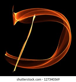 fire font letter d on black background vector