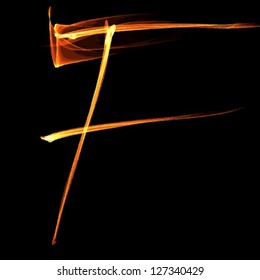 fire font letter f on black background vector