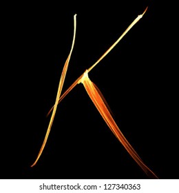 fire font letter k on black background vector