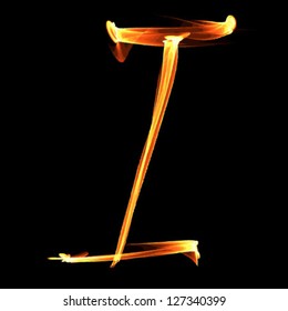 fire font letter i on black background vector