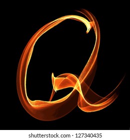 fire font letter q on black background vector
