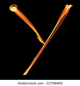fire font letter y on black background vector