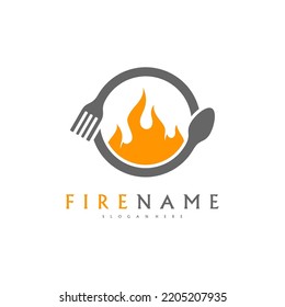 Fire Food logo template, Hot Food Logo designs concept vector