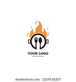 Fire Food logo template, Hot Food Logo designs concept vector